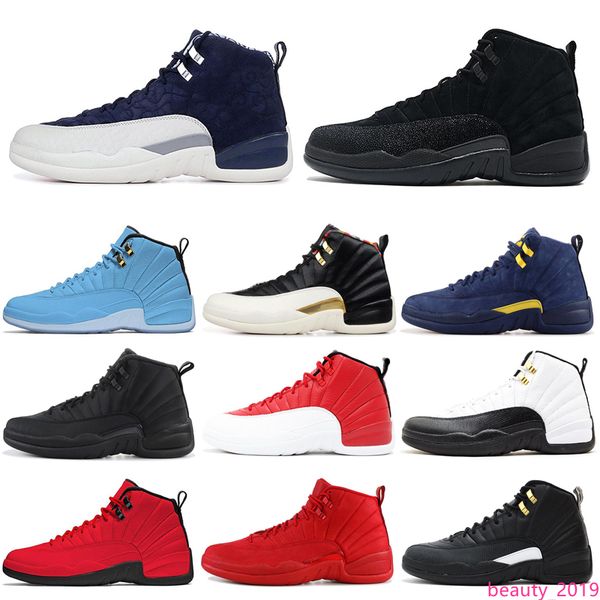 

men basketball shoes 12 12s fiba game royal college navy reverse taxi michigan mens trainers sports sneakers dropshipping