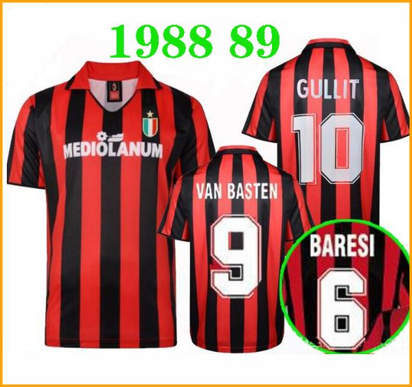 

1988 1989 ретро футбол Джерси 88 89 домашнее Малье Гуллит ван Бастен, Барези, Мальдини С. Анчелотти классический старинные футбольные майки Милана