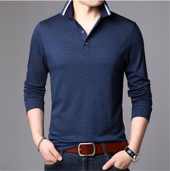 

модные однотонные рубашки поло мужские дизайнерские классические поло с длинными рукавами свободные стенд воротник мужские трикотажные издел, White;black