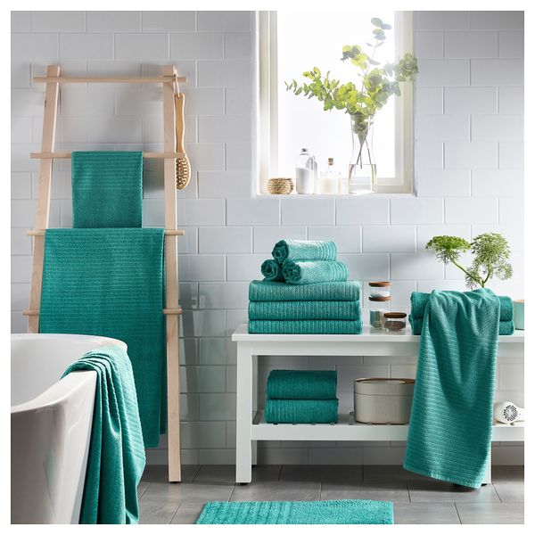 

6pieces, turquoise,1piece bath towel,4pieces washcloth,1piece hand towel