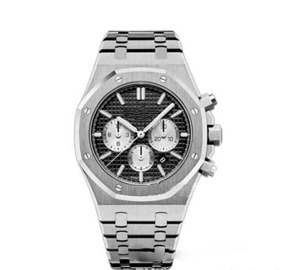 

luxury men's watch stainless steel 42mm vk quartz chronograph movement sports men business sapphire wristwatch, Slivery;brown