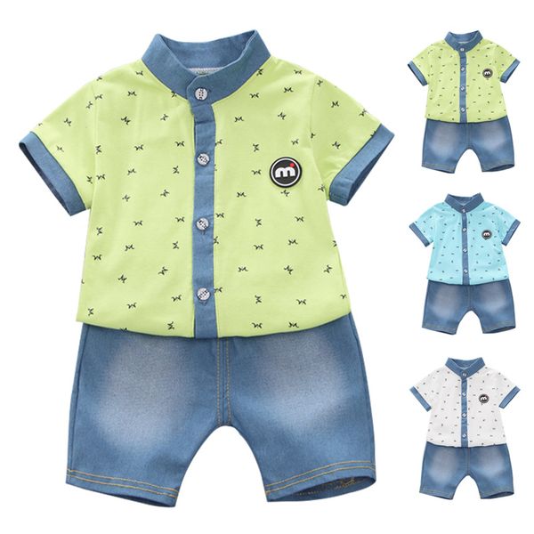 

новое лето для младенцев мальчиков с коротким рукавом письмо печати топы блузка футболка + шорты детские повседневные наряды наборы, White