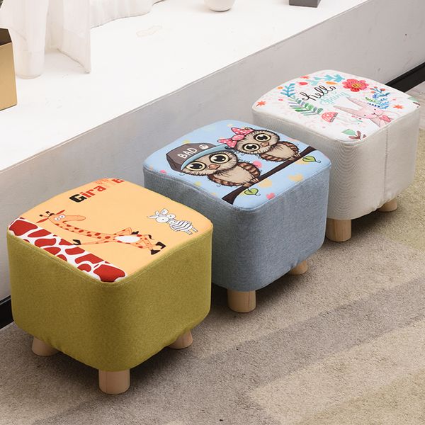 

small stool fashion chair round fabric short sitting pier home solid wood sofa change shoes coffee table stool children be