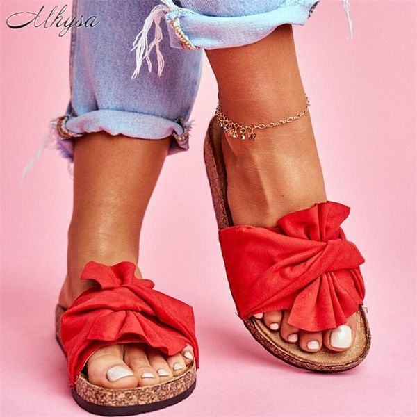

women sandals candy color flat sandals summer shoes woman bow-knot slippers slip on chaussure femme summer footwear, Black