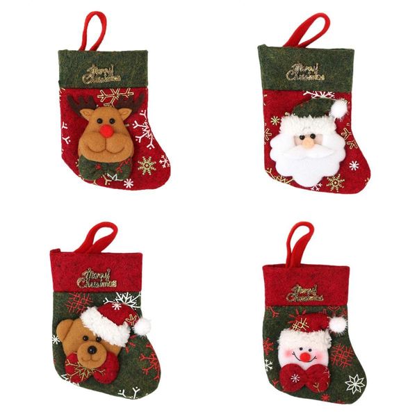 

4x non-woven cloth christmas stockings xmas decor supplies gift bag elk
