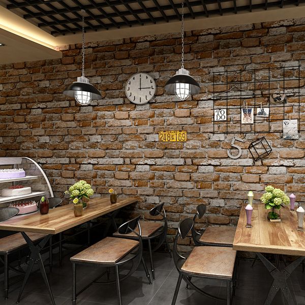 

vintage lifelike 3d brick wallpaper roll waterproof pvc thicken bar coffee restaurant industrial loft wallpaper