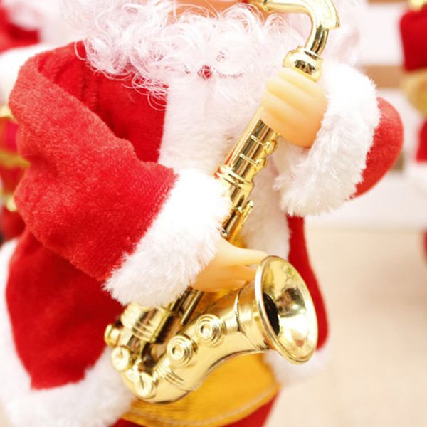 

christmas santa claus doll toy electric movable santa toy with musical instrument kids for home xmas happy new year gift 30cm