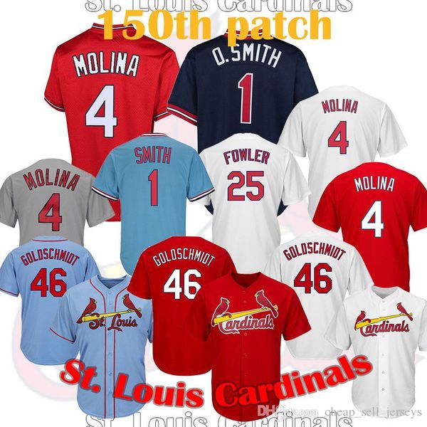 

4 Yadier Molina St. Louis Jersey 1 Ozzie Smith Cardinals 25 Dexter Fowler 100% Stitched High-quality Top quality
