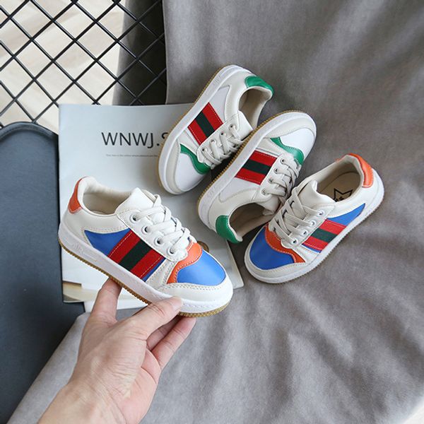 

kids boys girls designer shoes brand fashion children casual wild shoes child luxury stripe school student style flat shoes, Black;grey