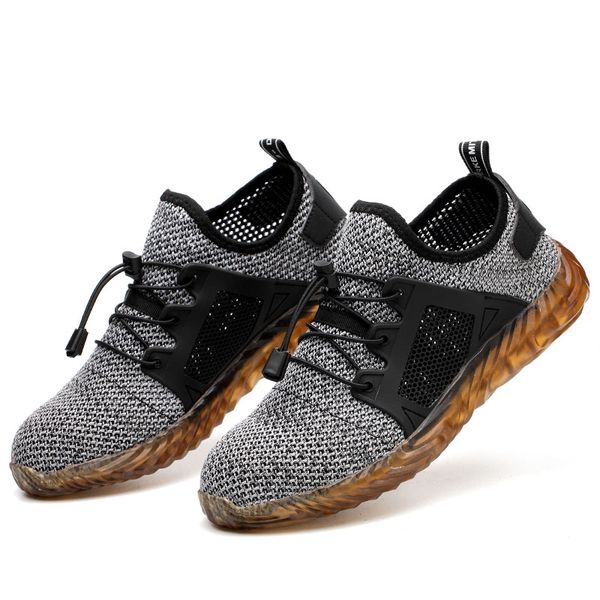 

new women and me breathable safety shoes men's lightweight summer anti-smashing piercing work sandals single mesh sneakers 35-46, Black