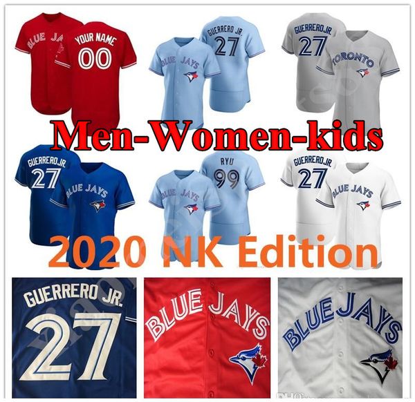 

2020 toronto hyun-jin ryu vladimir guerrero jr. randal grichuk cavan biggio tanner roark bo bichette ryan borucki gurriel jr baseball jersey, Blue;black