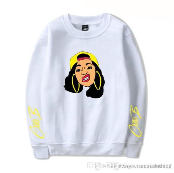 

fashion cardi b digital print sweatshirts ladies colorful long sleeve o neck womens hoodies, Black