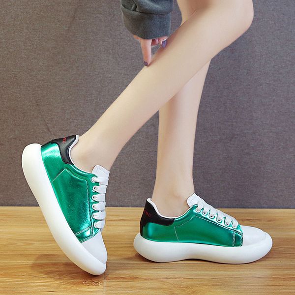 

women sneakers autumn heels 2020 new women white casual shoes lace-up fashion shoes platform flats high top, Black