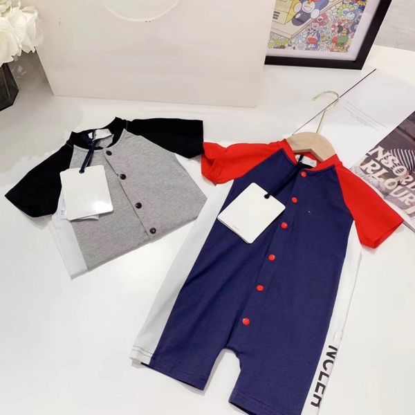 

2020 new summer baby boy&girl clothes set grey&blue patchwork romper for newborn baby jumpsuit infant clothing