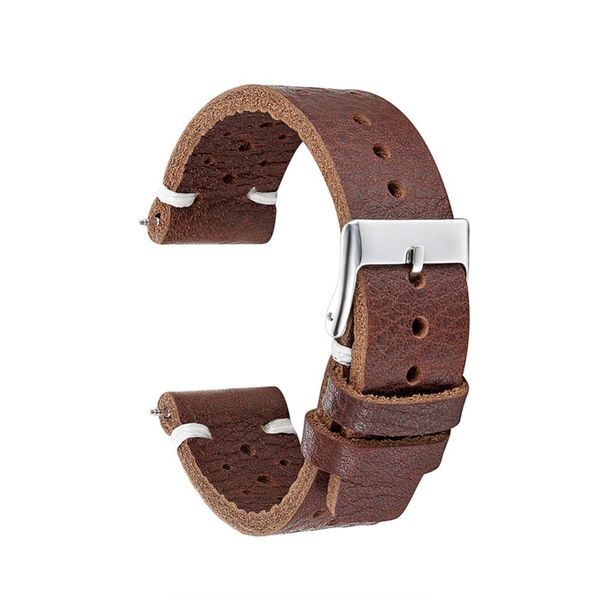 

men leather strap watch waterproof sweatproof porous breathable leather watch band black brown watchband belt 18mm 20mm 22mm