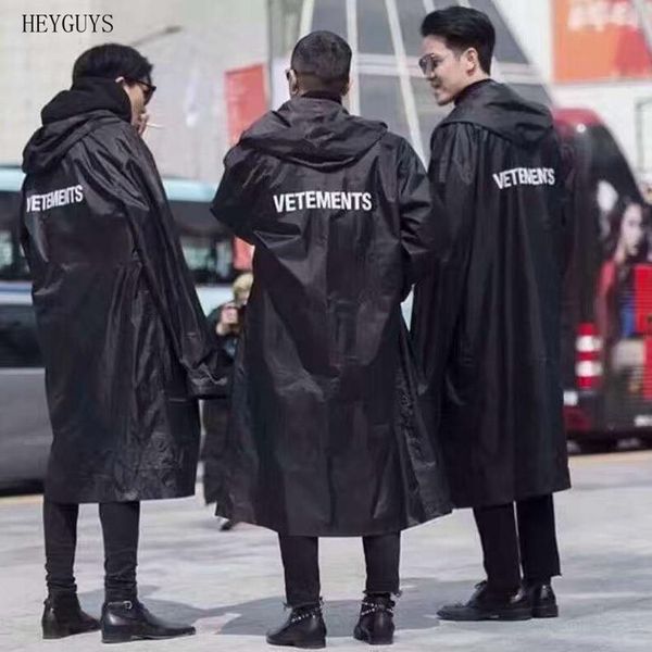 

heyguys 2019 new hip hop kanye west fashion letter printed vetements oversized men women windbreaker waterproof raincoat jacket, Black;brown