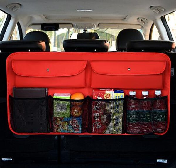 

car trunk organizer adjustable backseat storage bag universal net high capacity multi-use oxford automobile seat back organizers