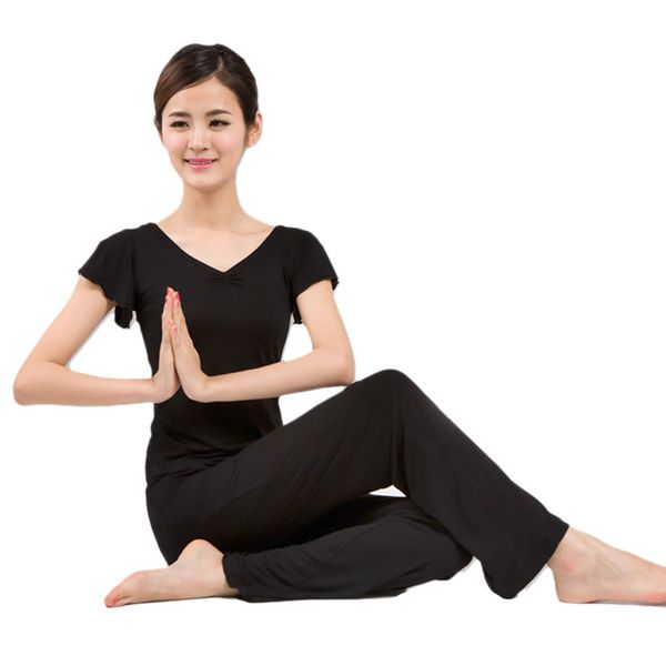 

women sportswear yoga set breathable fitness clothes sports suit for women yoga fitness clothing ruffle sleeve shirt, White;red