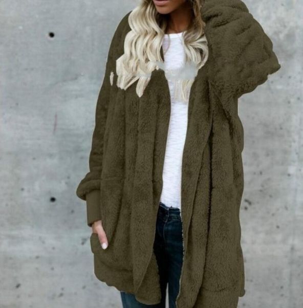 

2018 autumn and winter explosions woolen warm cardigan jacket in the long section of fashion two-sided coat women, Tan;black