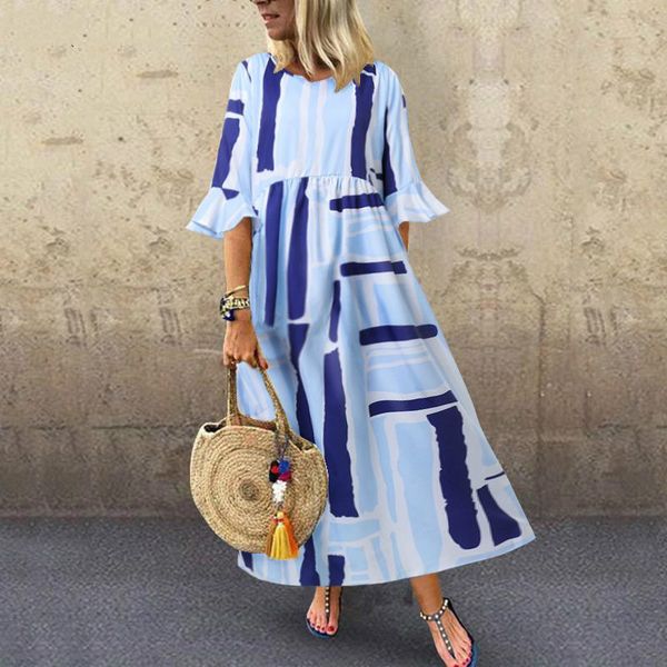 

2020 summer printed dress women ruffle half sleeve long maternity dress casual party sundress loose bohemian vestidos 5xl, White