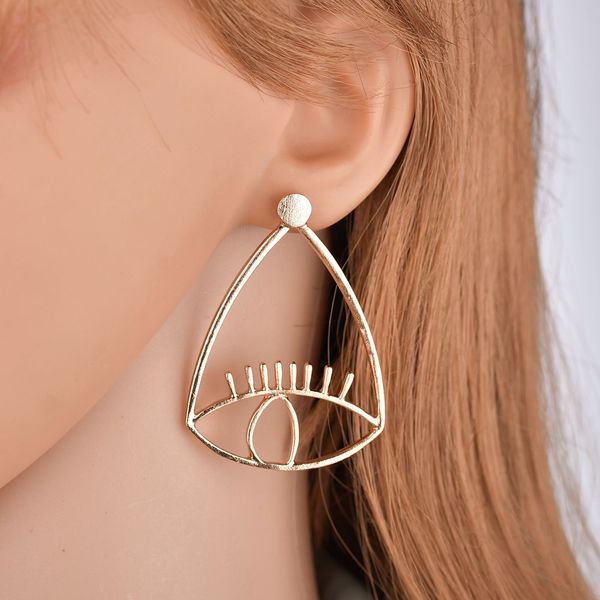 

alloy eyes pendant dangle earrings for women chunky geo metal post earrings fashion jewelry pendiente big earrings e2513, Golden;silver