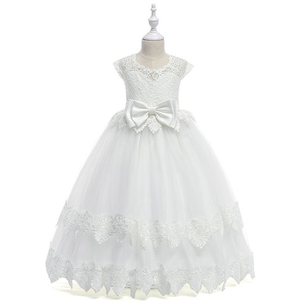 

long lace flower girl dresses 2019 applique girls pageant dresses first communion dress kids wedding party gown, Red;yellow