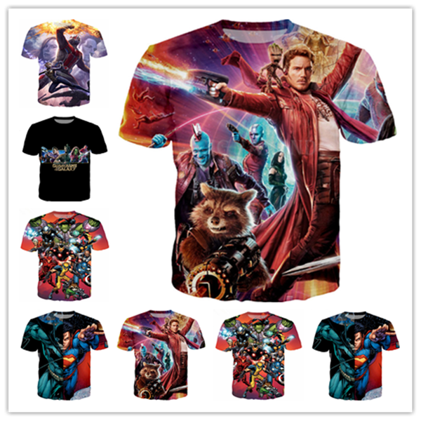 

fashion guardians of the galaxy t-shirt 3d print men/womens summer round collar short sleeve casual hip hop k1004, White;black