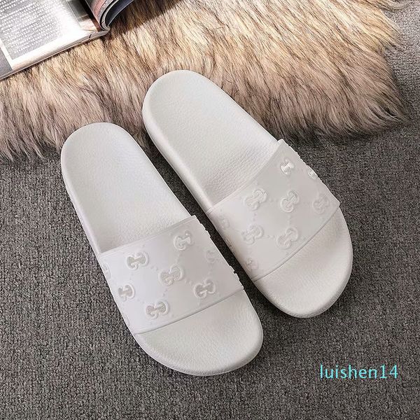 

2019 new designer sandals cat tiger bee print soft leather rubber men women sandals slipper size 35-45 with box l14, Black