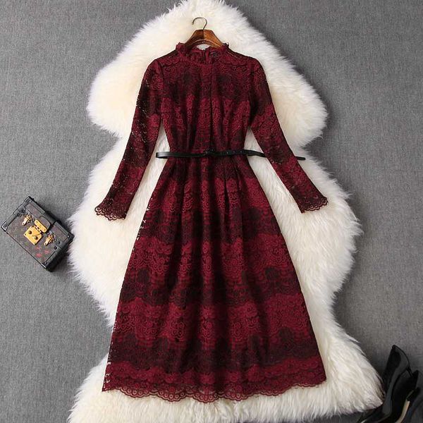 

весна 2020 новая высококачественная женщина леди вечернее платье xl лето ретро цветок элегантное платье выдолбленное женственность кружевные, Black;gray