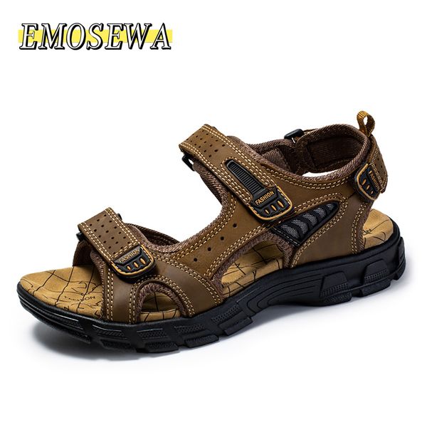 

sandals men shoes genuine leather casual outdoor beach fashion sneakers big size 38-46, Black