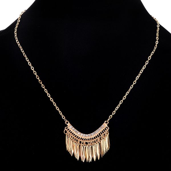 

textured gold rhinestone tassel necklace clavicle chain small tassel necklace ladies birthday party accessories gift, Silver