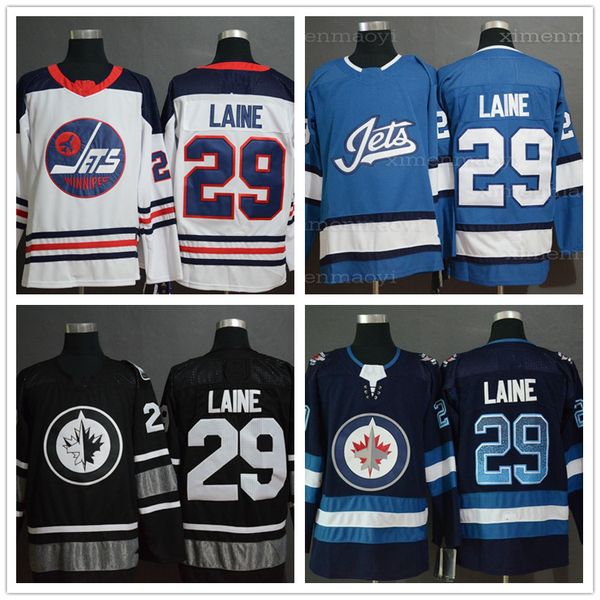 

Men's Winnipeg Jets 29 Patrik Laine Fanatics Branded White Navy Blue Alternate Breakaway Heritage Player Jersey embroidered Stitched logos