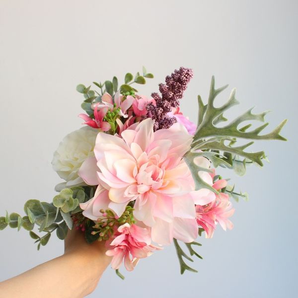 

northern europe ins dahlia rose flower bouquet artificial flower silk flowers fake flowers european style wedding supplies