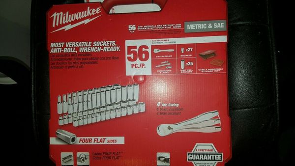

New milwaukee ratchet ocket mechanic tool et 3 8 drive ae metric 56 piece