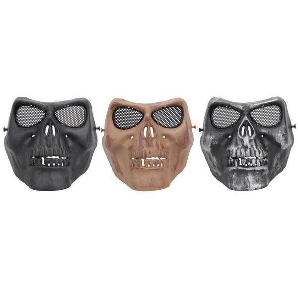 

tpr cycling face mask creepy horror skull half face mask for cs paintball party cosplay props toxins /odor protection, Black