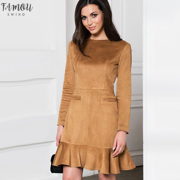 

winter ruffles vintage dress women long sleeve o neck elegant party dress 2020 new fashion women casual velvet dress vestidos, Black;gray