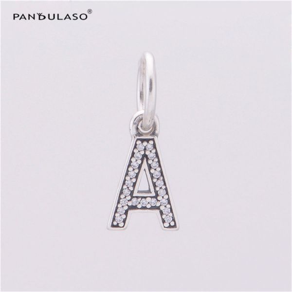 

fits pandora charms bracelet authentic 925 sterling silver dangle bead letter a with cz crystal charm diy jewelry ing