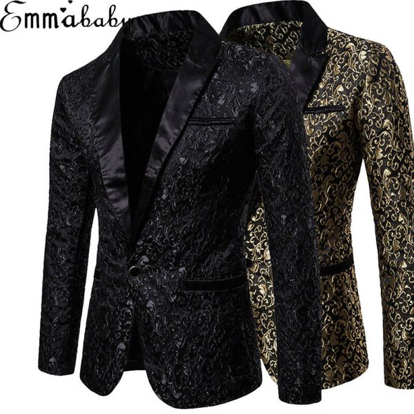 

formal suit vintage men jacquard suit coat casual slim formal one button blazer jacket long sleeve autumn winter coat, White;black