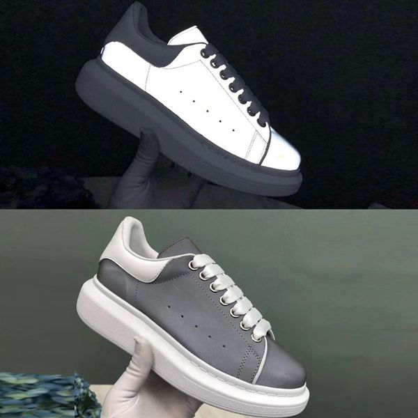 

grey black mens women platform sneaker designer oversized trainers reflective 3m multicolor calfskin leather suede wedding shoes with box