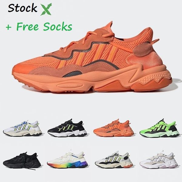 

stock x pride 3m reflective xeno ozweego men running shoes green yellow black white red halloween tones core black women trainers sneakers