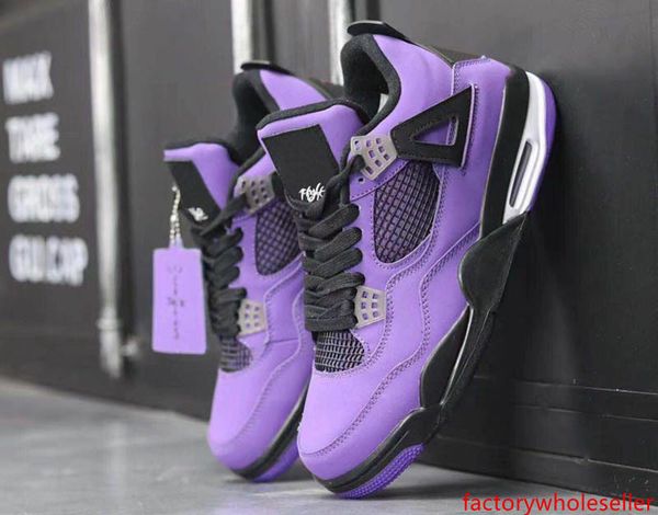 

2019 hot release travis scott x 4s iv cactus jack баскетбольная обувь для мужчин фиолетовые спортивные кроссовки обувь 7-13