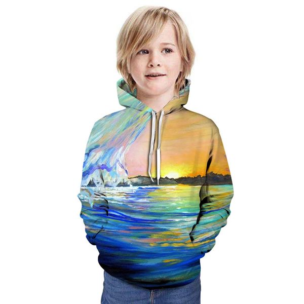 

new 3d digital printing children's hooded sweater children's clothing sweater bottoming shirt baseball uniform cool and comfortabl, Black