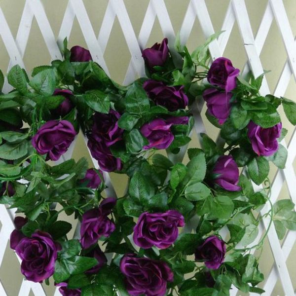 

2.4 meter diy garland silk vine accessories rose leaves decorative simulation rattan hanging decoration vine for home wedding (d