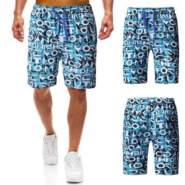 

2019 men's summer camouflage letter print trunk quick-drying beach surf running shorts 7.12