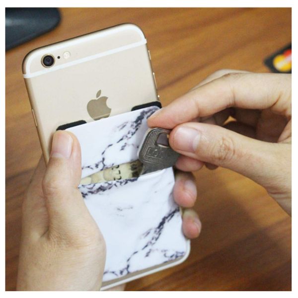 Porta carte di credito ID Portafoglio universale in marmo Portafoglio Adesivo per telefono Tasca elastica in lycra per iPhone Samsung