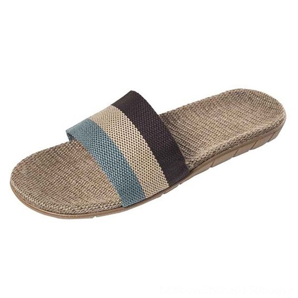 

summer home slippers men shoes linen flip flops striped couples slides antiskid indoor slippers flat home shoes pantoufle homme, Black