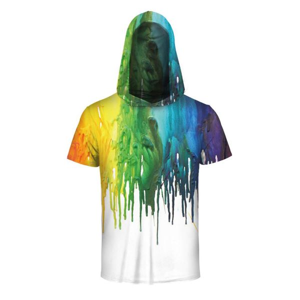 

mens multi color 3d printing tees shirt short sleeve blouse #5l15, Black