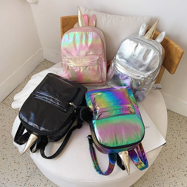 

women's laser backpacks female student backpack fashion cute bag solid color large capacity travel backpack girls school bags