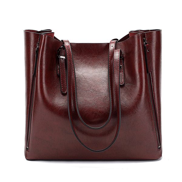 

2020 new women's bag shoulder bag retro wild casual fashion brand handbags oil wax leather large capacity shopping