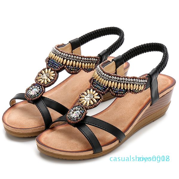 

comfort shoes for women beige heeled sandals 2020 women med large size summer heels wedge open toe comfort block black z08